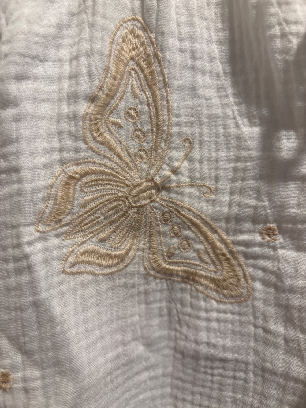 Johnny Was White Gauze Butterfly Embroidered Tie-Front Tunic NWT - Picture 4 of 8